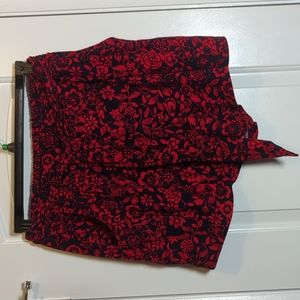 Red and navy floral shorts